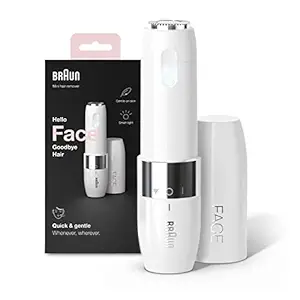 Braun Face Mini Hair Remover FS1000, Electric Facial Hair Removal for Women, Quick & Gentle, Finishing Touch for Upper Lips, Chin & Cheeks, Ideal for On-The-Go, with Smartlight, White Color