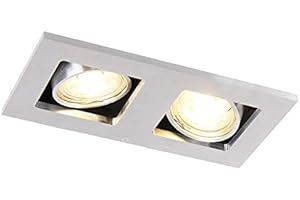 QAZQA Moderno Foco empotrado rectangular aluminio orientable 2-luces - QURE Rectangular Adecuado para LED Max. 2 x 50 Watt