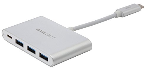StilGut USB Typ C Multiport Adapter mit Ladefunktion, 3-Port USB 3.0 für Apple 12" Retina MacBook und Chromebook Pixel, Silber