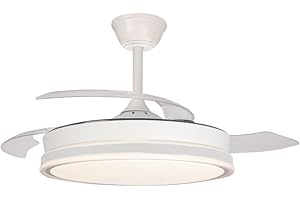 CRISTALRECORD Ventilador LED aspas retráctiles Supereco Blanco 45W 4400Lm CCT