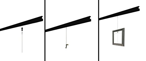 clip-rail negro galería sistema Kit para colgar cuadros con ganchos montado en la pared Stas cliprail, 4 Meter (13.12 Feet)