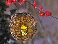 Preisvergleich Produktbild Kugelförmige Solar LED Dekoleuchte aus Polyrattan 3er-Set