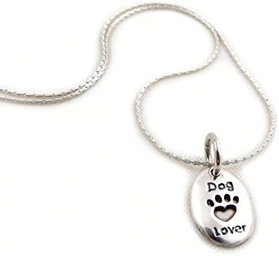 925 Sterling Silver Dog Lover Paw Print Chain Necklace 45cm / 17.7"