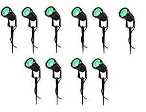 DMT 3 Watt Green Waterproof Spike LED Garden Light for Outdoor Purposes (Pack of 10)