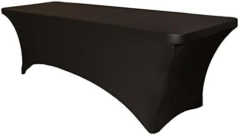 6 foot Stretch Fitted Tablecloth Rectangular Spandex Table cover,Washable Polyester-Tight Fit Linen-Fitted Tablecloth for DJ, Tradeshows, Vendors, Weddings, etc (Black,White )