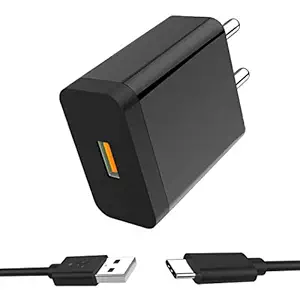 Fast Mi Charger For Lenovo Yoga Smart Tab Original Mi Type-C Charger Adapter Wall Charger | Type-C Charger Cable Fast Charging Mobile Charger | Fast Charger | Android Charger with 1 Meter USB Type-C Charging Data Cable (2.4 Amp, LR3, Black)