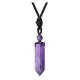 Xiannvxi Amethyst Crystal Necklace For Men Women Crystal Pendant Hexagonal Point Pendant Necklaces Natural Gemstones Adjustable Rope Reiki Women Mens Jewellery Necklace