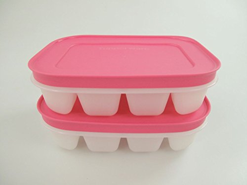 TUPPERWARE Eiswürfler Gefrier-Behälter mini Eiswürfel Eis mit rosa Deckel (2) 11287