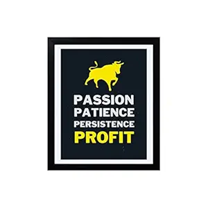 Hola Homes! Motivational Quote Wall Frame with Poster, Stock Market Poster, Persistence, Profit, Poster for Traders, Trading Quotes Wall Frame for Office / Living Room, Wall Decor, Size - 8 x 10 Inch