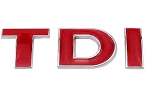 AUTOZOCO TDI Metall-Emblem, TDI-Emblem, passend für hinten, selbstklebend, kompatibel mit Golf VW Polo GTI Passat B5 B6 Touran, Metall, alle Buchstaben in Rot