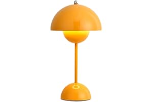BOMKRA LED Flowerpot Tischlampe Kabellos Akku Pilz Lampe, Modern Macaron Lampe Retro Touch Dimmbar Tischleuchte mit 3 Farben Nachttischlampe für BüRo,Bars,Wohnzimmer,Schlafzimmer (Gelb)