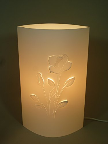 Preisvergleich Produktbild LED Tischleuchte mit Blumenmotiv inklusive LED Leuchtmittel Tischlampe Dekoleuchte (43cm Rose) (43cm - Rose)