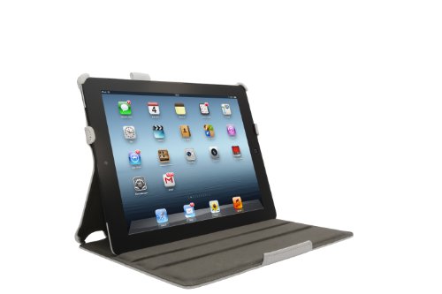 iPad 4 Hülle & iPad 3 Hülle | Smart Cover aufstellbar | Handschlaufe & Stylus-Halterung Luxus Leder für Apple Tablet 9 7 Zoll | Original Adento Marken-Design | Weiß - 3