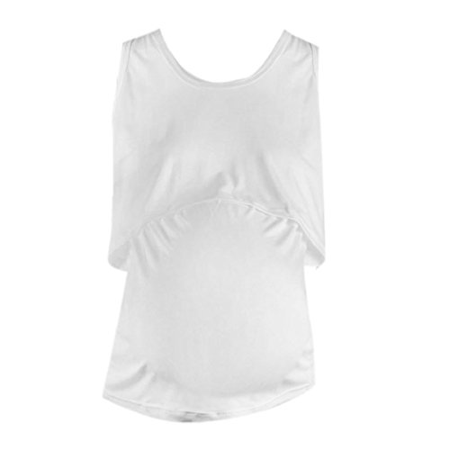 Koly Maternity Breastfeeding Vest Shirt Blouse Pregnant Clothes Nursing Tops (White)