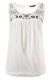 gekräuselte Quernaht Ulla Popken Damen große Größen bis 56, Top, Longshirt, Rundhalsausschnitt, Ethno Muster, A-Linien Schnitt, weiß 58/60 710546 20-58+