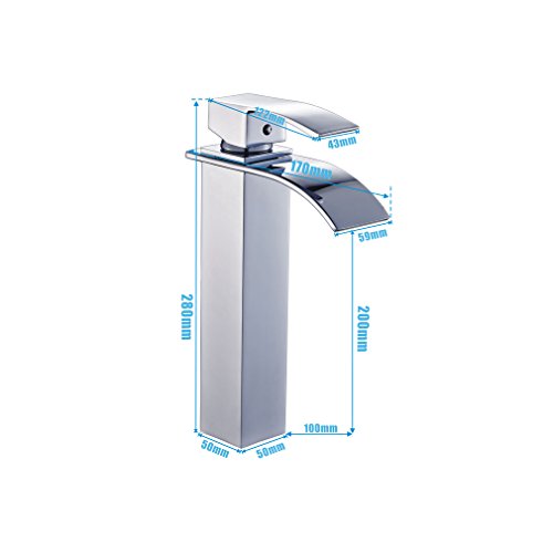 Auralum® Design verlängerte Einhebel Waschtischarmatur Armatur Wasserfall Einhandmischer für Badzimmer - 2