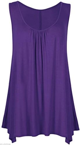 NEW GIRL Women Ladies Hanky Hem Plain Multicolour Flared Swing Skater Floral Sleeveless Scoop Neck Asymmetric Long Tunic Vest Tank Top Dress Shirt Plus Size 8 10 12 14 16 18 20 22 24 26 XL XXL XXXL