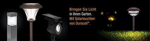 Duracell Solar-Gartenleuchte Edelstahl und Glas 4er Set, 5 x Lumen pro Leuchte , Maße: 39,65 x 5,8 x 5,8cm QS7Ma-R5-SS-W4 - 10
