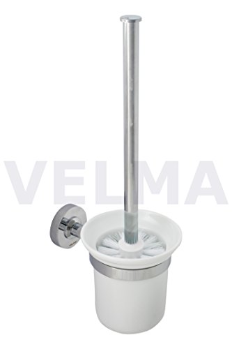 VELMA - 291094 - Schicke Toilettenbürsten-Garnitur in einem zeitlos eleganten Design aus unserer Serie Labada - Hochglanz verchromtes Messing + hochwertige Keramik - 100 % rostfrei - Hochwertige Qualität !