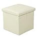 Beyondfashion 37cm x 37cm x 36cm Large Single Faux Leather Ottoman Folding Storage Pouffe Toy Box Foot Stool Seat (Beige)