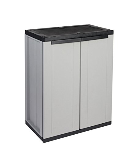 Solider Kunststoffschrank mit einem höhenverstellbaren Einlegeboden. Maße: 67 x 37,5 x 85 cm. In zeitlosem Design, Grau. - 4