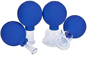 MANAV Anti cellulite Suction Glass vacuum Massage facial Cupping set of 4 - facial cup
