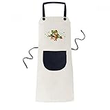 DIYthinker Polypedatid Verdes Ranas de Cocina Bolsillo Mujeres Babero Ajustable Cocina Beige...