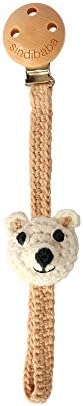 Sindibaba 12184 22 cm Organic Pacifier Clip with Bear