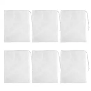 HuYaYa 6 Pack Fine Mesh Filter Media Drawstring Bags,Aquarium 180 Micron Mesh Filter Bag 100% Nylon Reusable Pouches for Activated Carbon,Charcoal,Bio Balls Fish Tank Filtration,6 x 7.8 inches