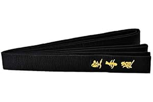 SHIHAN Black Belt SHIMOJI OKINAWAN 100% Cotton With Embroidery in Japanese 300cm For Men/Women Karate, Kickboxing, Shotokan, Shito-Ryu, Goju Ryu,