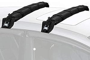 Feelglad Universal Soft Car Roof Bars Pads, Automatic Inflatable Easy Quick Fit Heavy-duty Roof Rack for Car Surfboard Kayak SUP Long 35 inch Max Weight Capacity 80 kg