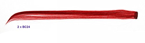 Prettyland – GHW08 Bunt multifarbig Extension Set 12-teilig Haarteil Clip-in glatt Strähnen – Rot Pink Rosa- Set 1 - 6
