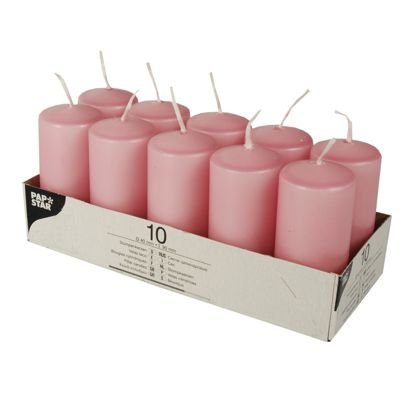 Pappstar Stumpenkerzen altrosa, 40 x 90mm (10 Stück)