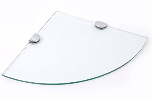 BSM Marketing 300 mm 30,5 cm Environ 6 mm Épaisseur étagère d'angle pour Salle de Bain Chambre Bureau en Verre trempé avec Finition Chrome étagère Prend en Charge