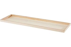 Rayher 62689000 Holz-Tablett zum Dekorieren, 45 x 13,5 cm, Randhöhe 2,3 cm, Bodenstärke ca. 2 - 3 mm, Holzschale rechteckig, Beige