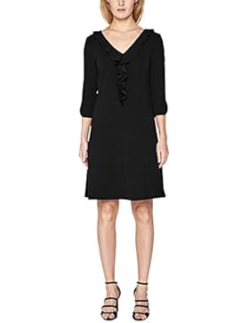 s.Oliver BLACK LABEL Damen Crêpe-Kleid mit Volant-Ausschnitt