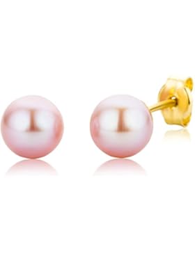 Miore Damen-Ohrstecker 375 Gelbgold Süßwasser-Zuchtperle Rosa