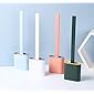 Zuvexa ® Silicon Toilet Brush with Slim Holder Flex Toilet Brush Anti-drip Set Toilet Bowl Cleaner Brush, No-Slip Long…