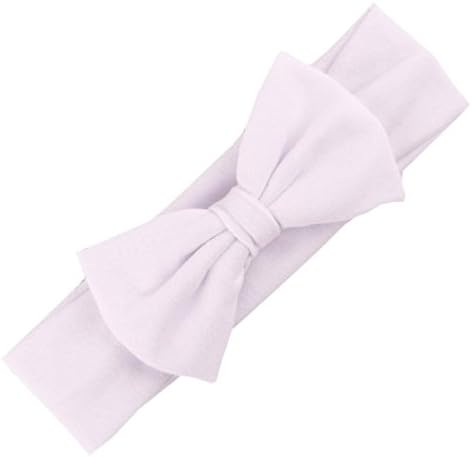 Oyedens New Girls Kids Baby Cotton Bow Hairband Headband Stretch Turban Knot Head Wrap ( White)