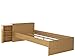 Produktbild Bett Bettgestell Einzelbett 90x200 cm mit Stauraum Regal im Kopfteil Kinderbett Holzbett Kiefer Massivholz gebeizt geölt