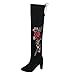 Produktbild Sannysis Stiefeletten Damen Elegant Frauen Rose Sticken Oberschenkel Hohe Stiefel Overknee Stiefel Flock High Heels Schuhe