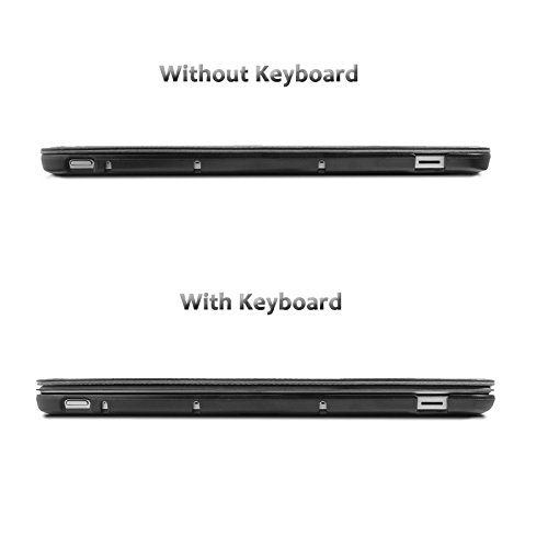 Asus Transformer Mini T102HA Hülle Case -Infiland Ultra Dünn Tri-Fold Smart-Muschel hochwertiges PU Leder Ultra Schlank Superleicht Ständer Smart Shell Cover Schutzhülle Etui Tasche für Asus Transformer Mini T102HA Tablet-PC (mit Auto Schlaf / Wach Funktion, Tablet und Tastatur sind nicht entgehaltet)(Schwarz) - 4