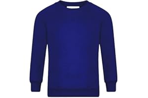 STAR FASHION New Kids Unisex School Uniform Jumper for Girls/Boys Long Sleeve Solid Style Crew Round Neck Sweatshirt Kid’s Sweater Ages 2-14 Years