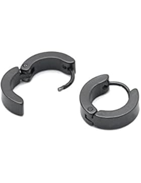 1 Paar klassische Creolen Ohrringe Ohrhänger Schwarz von ESM24, ECR 100, Klapp-Creolen Edelstahl 4mm breit. (2...