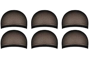 TEGRACE 6 pezzi Calotte per parrucche per uomo e donna, Retine per parrucche in nylon realizzati in tessuto elasticizzato e sottile, taglia unica (nero)