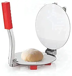 DIVINE HUB Heavy Weight Stainless Steel Puri Maker Press Machine with Handle, Manual Stainless Steel Roti Press, Papad/Khakhra/Chapati Maker with pre Fitted Handle, Large Size.