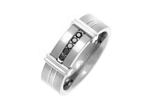 Theia Ring Titan Flach Court 0.15ct Diamant Matt und gerillt