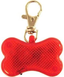 1x Pet Safety Flashing Light Reflective Bone Charm- High Visibility Clip for Collar/ Harness- Winter/ Darkness