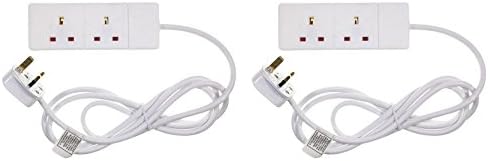 2 Gang Extension Plug Board Power Leads by Kerhoot - TWO 5 Meter Cords - For Use With Computer, Audio &amp; Video, Home Cinema, Multi-Media &amp; Electrical Household Accessories.