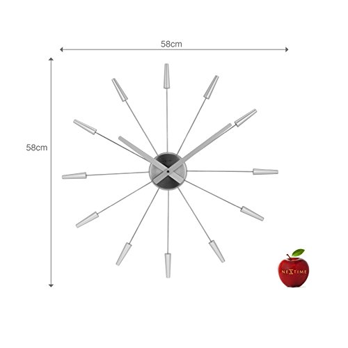 NeXtime 2610zi Wall Clock Plug Inn, Holz, silber, 60 x 60 x 4.2 cm - 7
